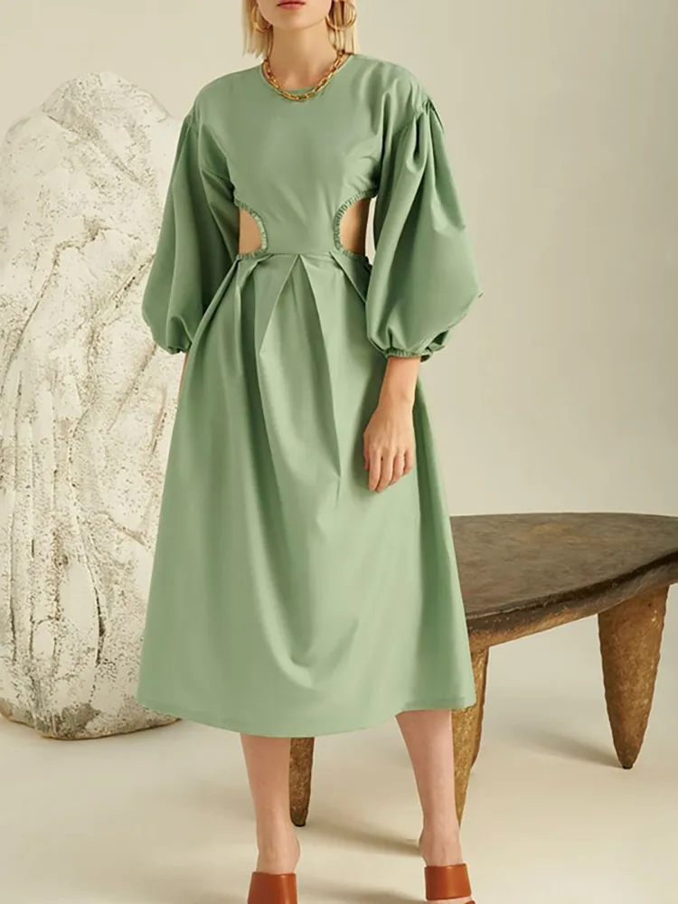 Lady Maxi Long Sleeve Elegant Linen Dress